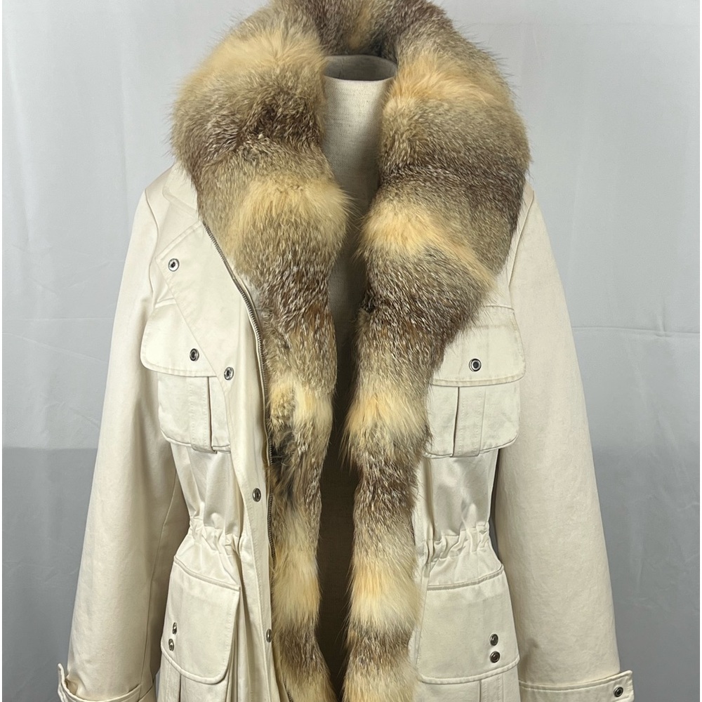 Salko white Coat with Rabbit Fur EUC pre owned Made in Italy Size S $175